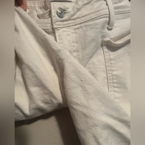 JUST USA Women’s 33 White Stretch Denim Straight Leg Ankle Cropped Jeans Raw Hem - Picture 9 of 13